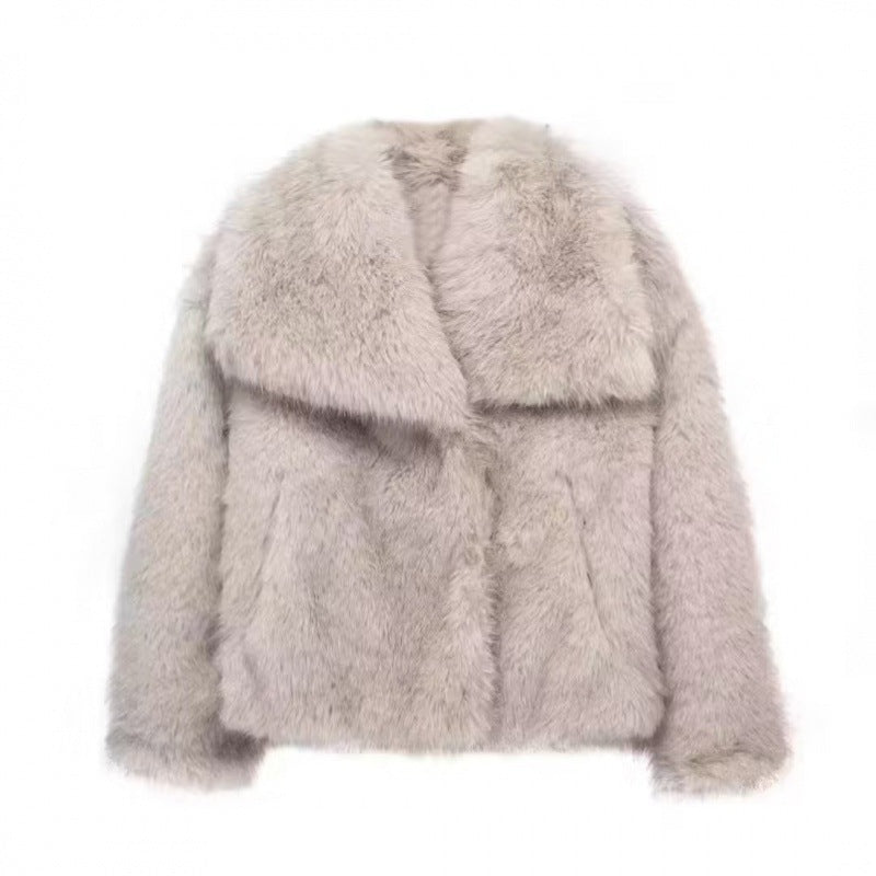 Women's Cool Autumn Lapel Fur Plush Coats