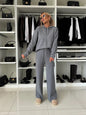 Women's Casual Solid Color Hooded Long Sleeve Lace Wide Leg Suits