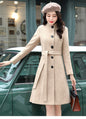 Women's Dragon Phoenix Woolen Stand Collar Mid-length Coats