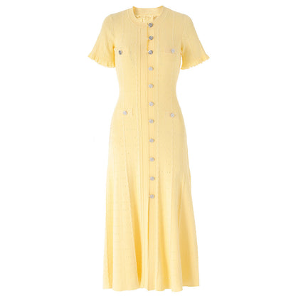 High Quality French Style Temperament Sleeve Hollow Thread Dresses
