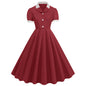 Patchwork Waist Trimming Short-sleeved Retro Hepburn Dresses