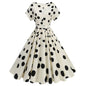 Women's Halloween Swing Collar Pile Sleeve Polka Dot Print Dresses