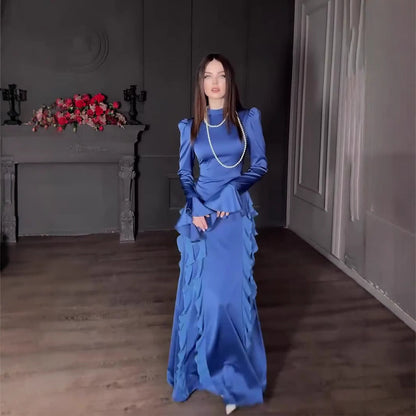 Spring Satin Court Chiffon Stitching Dress Dresses