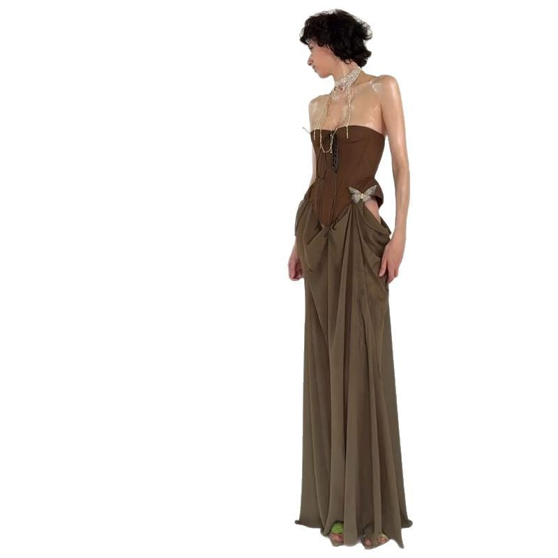Women's Spring High Waist Color Contrast Patchwork Dresses