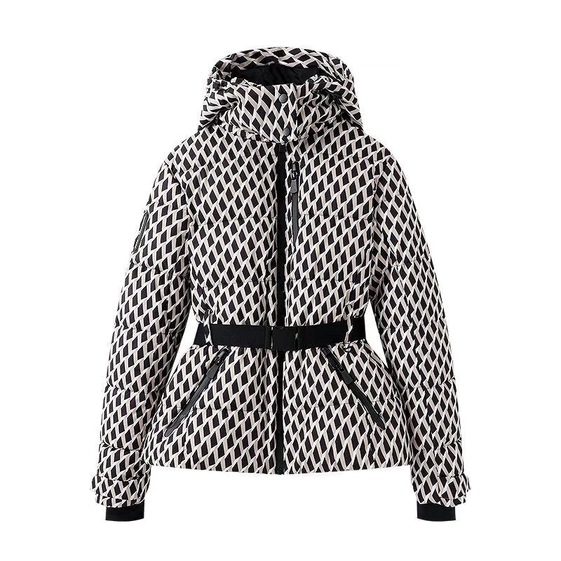 Women's Fashion Skiing Department Columns Cinched Hoodie Coats