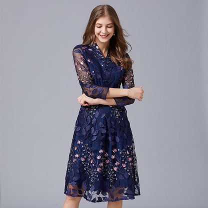 Embroidered Dress Young Versatile A- Line Dresses