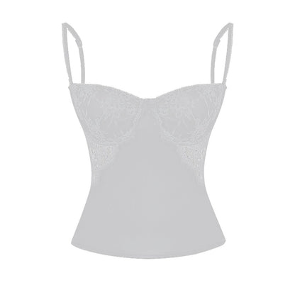 Summer Slim Lace Stitching Hollow Sexy Tops