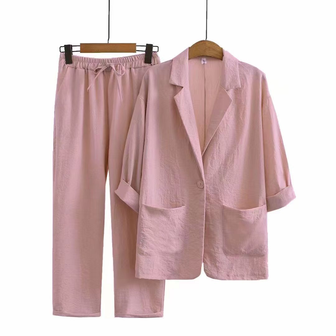 Women's Cotton Linen Autumn Loose Fashion Casual Suits