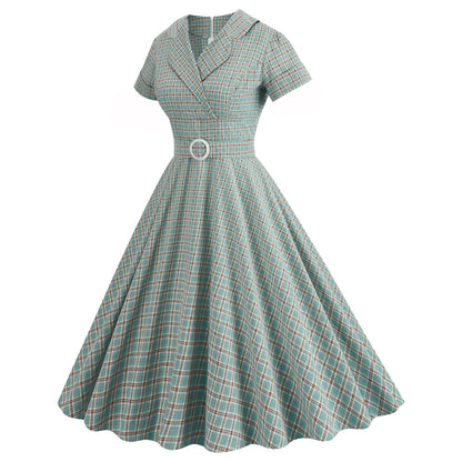 Style British Lattice Collar Sleeve High Dresses