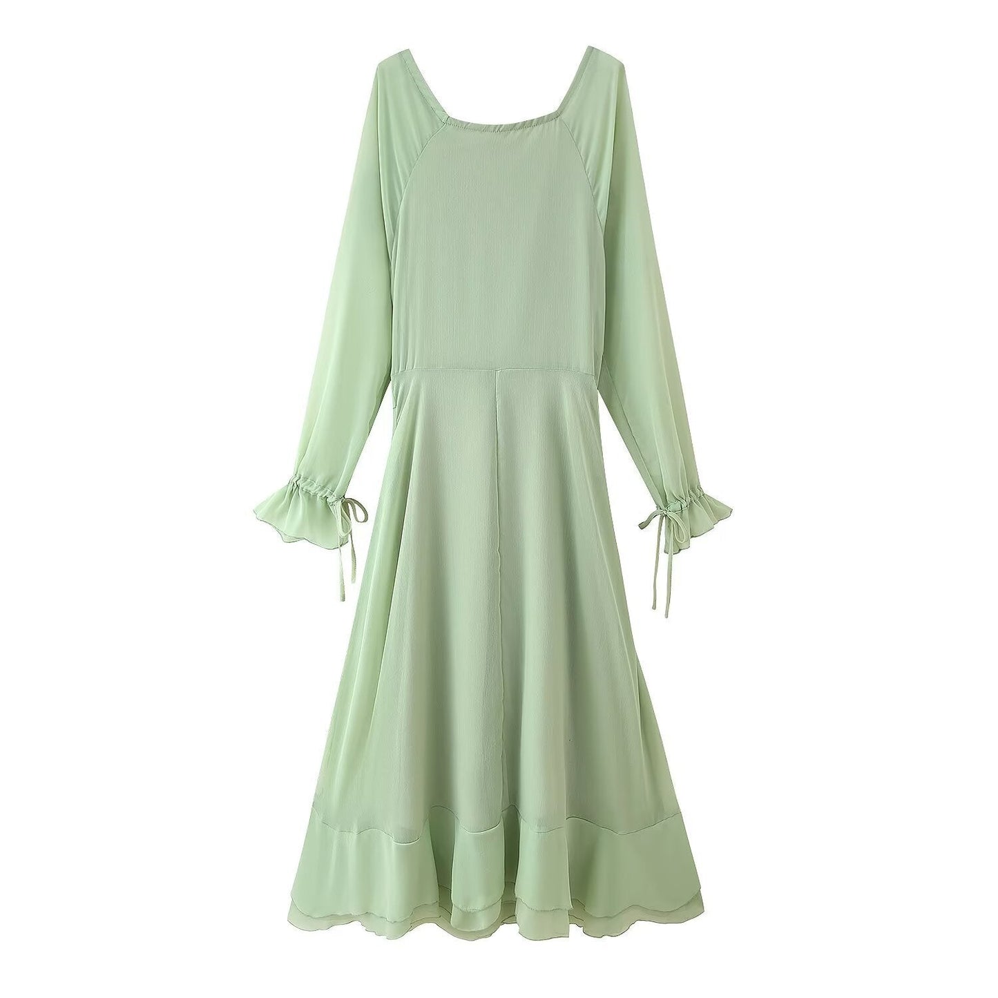 Women's Summer Laminated Ruffled Decorative Long-sleeved Dress Dresses