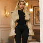 Women's Fashion Wear Patchwork Retro Woolen Lapel Coats