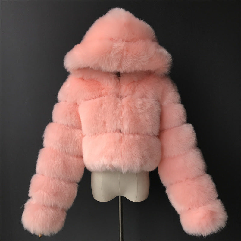 Creative Glamorous Imitation Fur Overcoat Fashion Coats