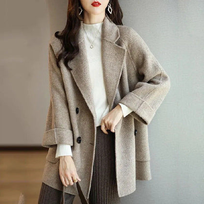 Herringbone Pattern Loose Western Style Slimming Small Coats