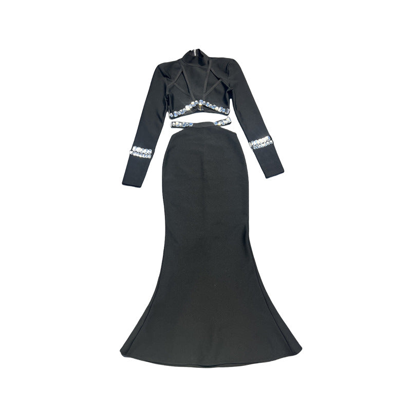 Women's Slouchy Rhinestone Party Two-piece Dress Suits