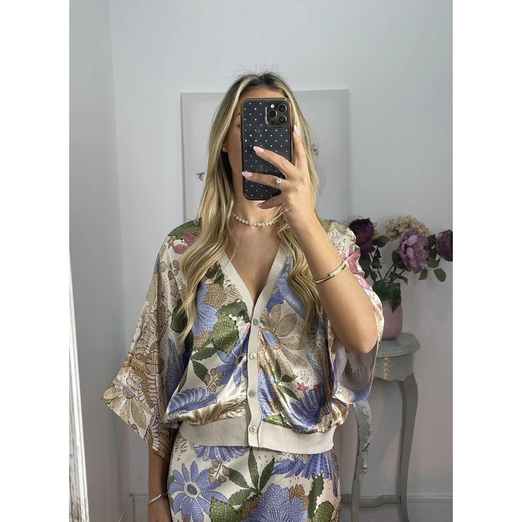 Elegant Home Satin Printed Sleeve Wrapped Suits