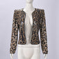 Women's Leopard Print Sequin Personality Outdoor Long Coats