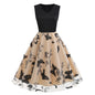 Sleeveless Mesh Butterfly Patchwork Retro Dress Dresses