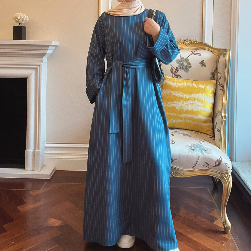 Turkish Striped Waist Girdle Small Maxi Dresses