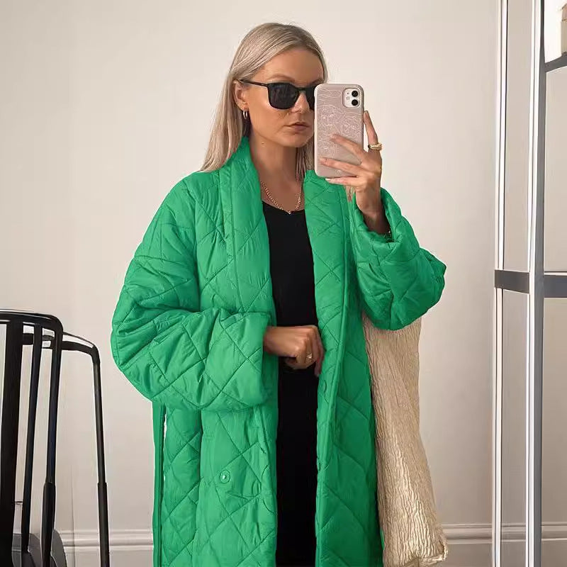 Straight Street Green Clothes Pocket Design Tops