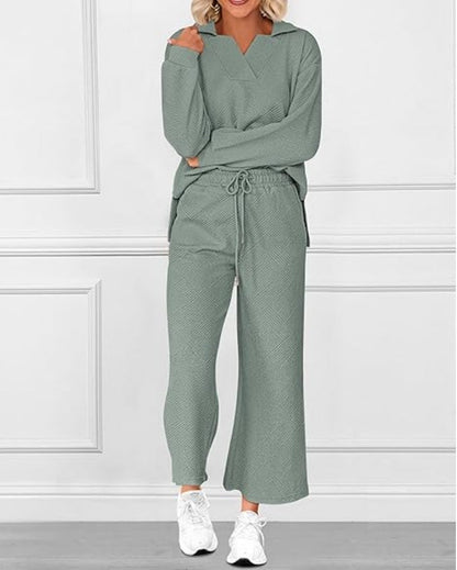 Color Texture Fashion Casual Set Autumn Suits