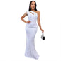 Fashion Sequin One Shoulder Solid Color Backless Fishtail Dresses