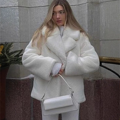 Women's Street Fashion Polo Collar Furry Coats