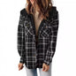 Women's Casual Plaid Hooded Woolen Fleece-lined Warm Coats