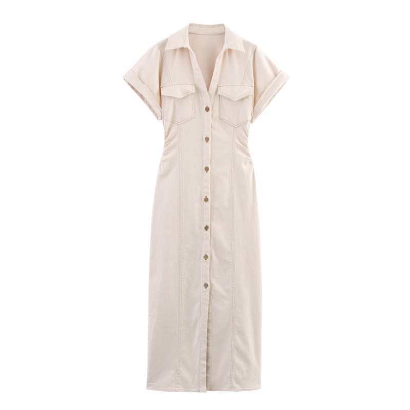 Midi Dress Slim Summer Denim Blue Dresses