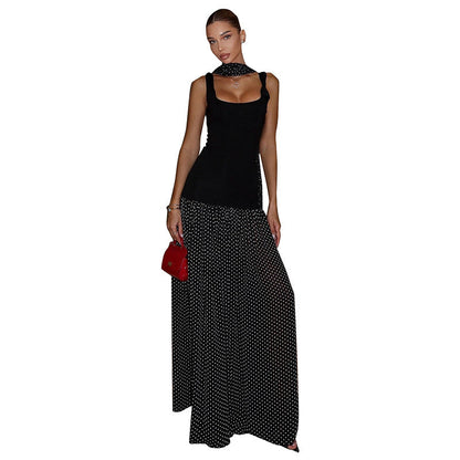 Women's Square Collar Sling Slim Ribbon Stitching Dresses
