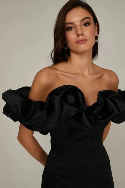Women's Summer Ruffled Dress Sexy Oblique Shoulder Dresses