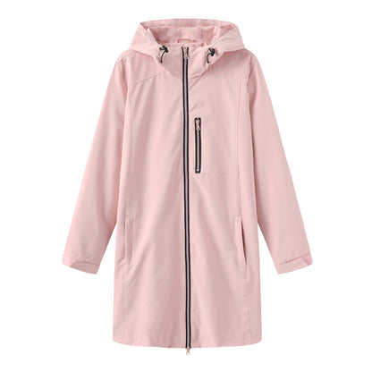 Women's Waterproof Windbreaker Hooded Long Sleeve Loose Coats