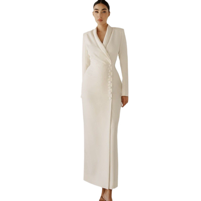 Women's Spring Solid Color Long Sleeve Button Suits