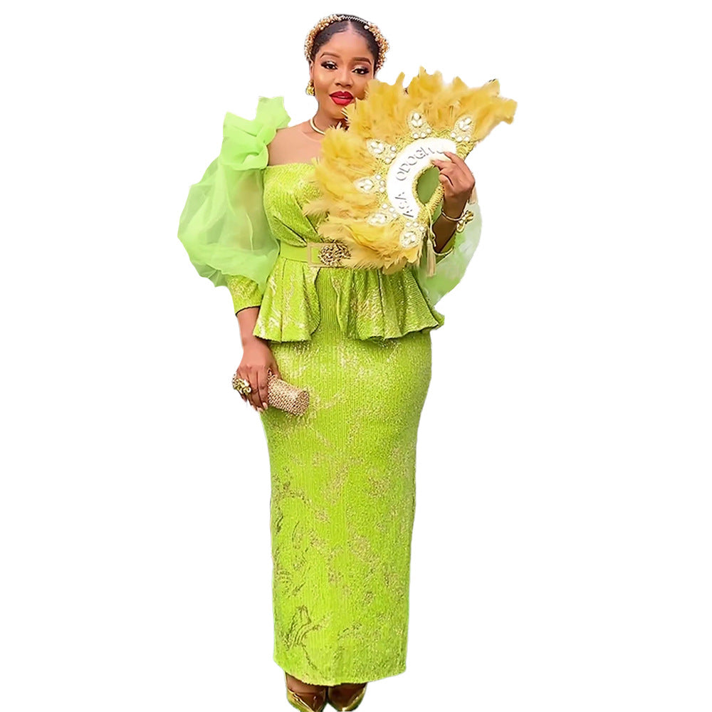 Women's African Wear Dress Fashionable Sequins Christmas Dresses