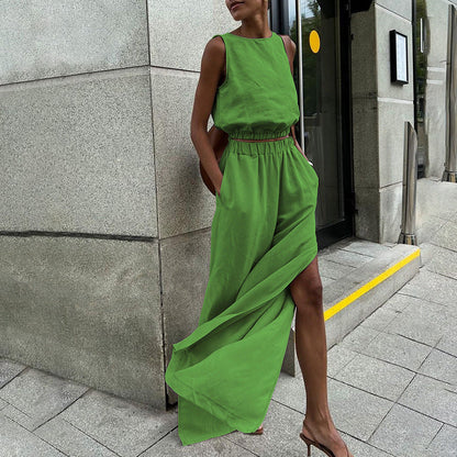 Women's Autumn Cotton Linen High-grade Sleeveless Ramie Suits