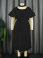 Personality Hollow Out Collar Pleated Elegant Style Ruffled Flared Dresses