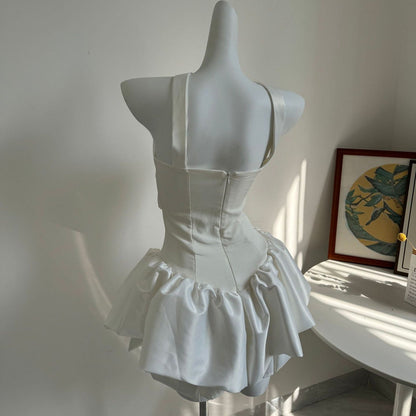Pure White Halter Slim Tube Dress Dresses