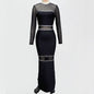 Black Mesh Long Sleeve Sexy Bandage Dresses