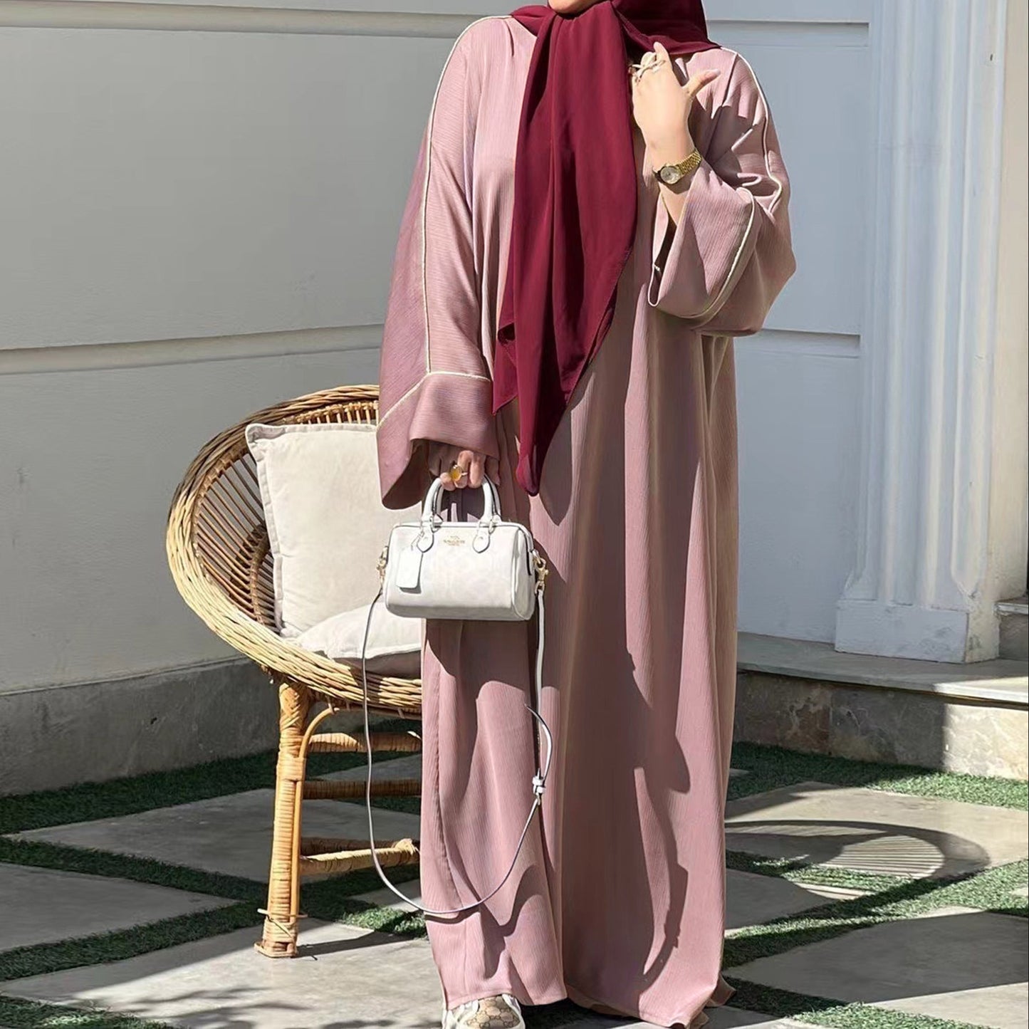 Turkish Contrast Color Inlaid Thin Edges Dresses