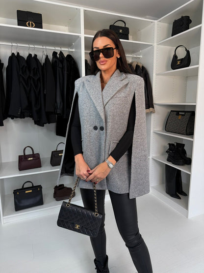 Women's Fashion Solid Color Collar Loose Wool Coats