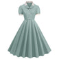 Patchwork Waist Trimming Short-sleeved Retro Hepburn Dresses