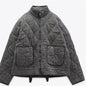 Women's Stand Collar Zipper Large Pocket Long Sleeve Coats