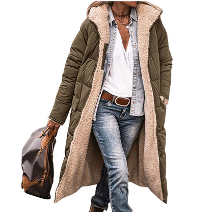 Solid Color Hooded Cotton Long Sleeve Double-sided Wear Jackets