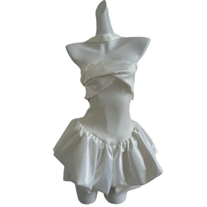 Pure White Halter Slim Tube Dress Dresses