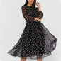 Chiffon Dress Long Sleeve Coffee Black Dresses