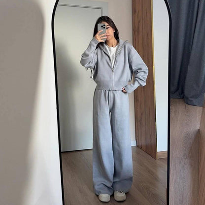 Women's Solid Color Slim Fit Knitted Trousers Suits