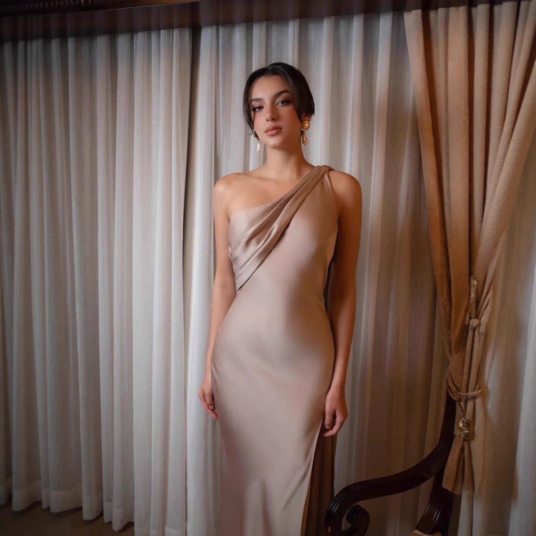 Women's Satin Dress Fishtail Banquet Slimming Elegant Dresses