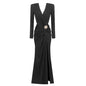Women's Long Sleeve Pleating Hollow Out Cross Dresses