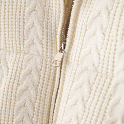 Collar Windproof Warm White Knitted Fabric Thick Clothing