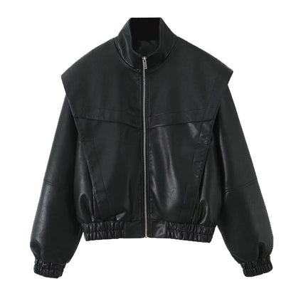 Women's Autumn Retro Large Turn-over Shoulder Design Jackets