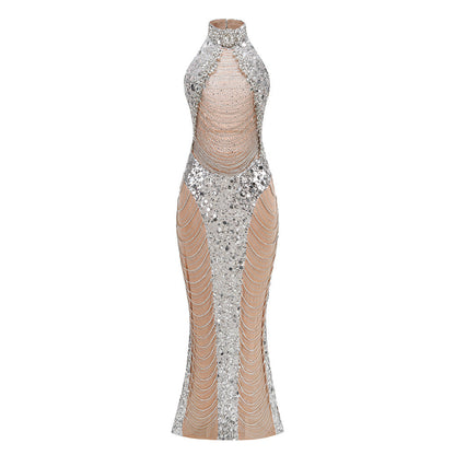 Chain Skinny Sleeveless Long Dress High Quality Fashionable Sexy Dresses